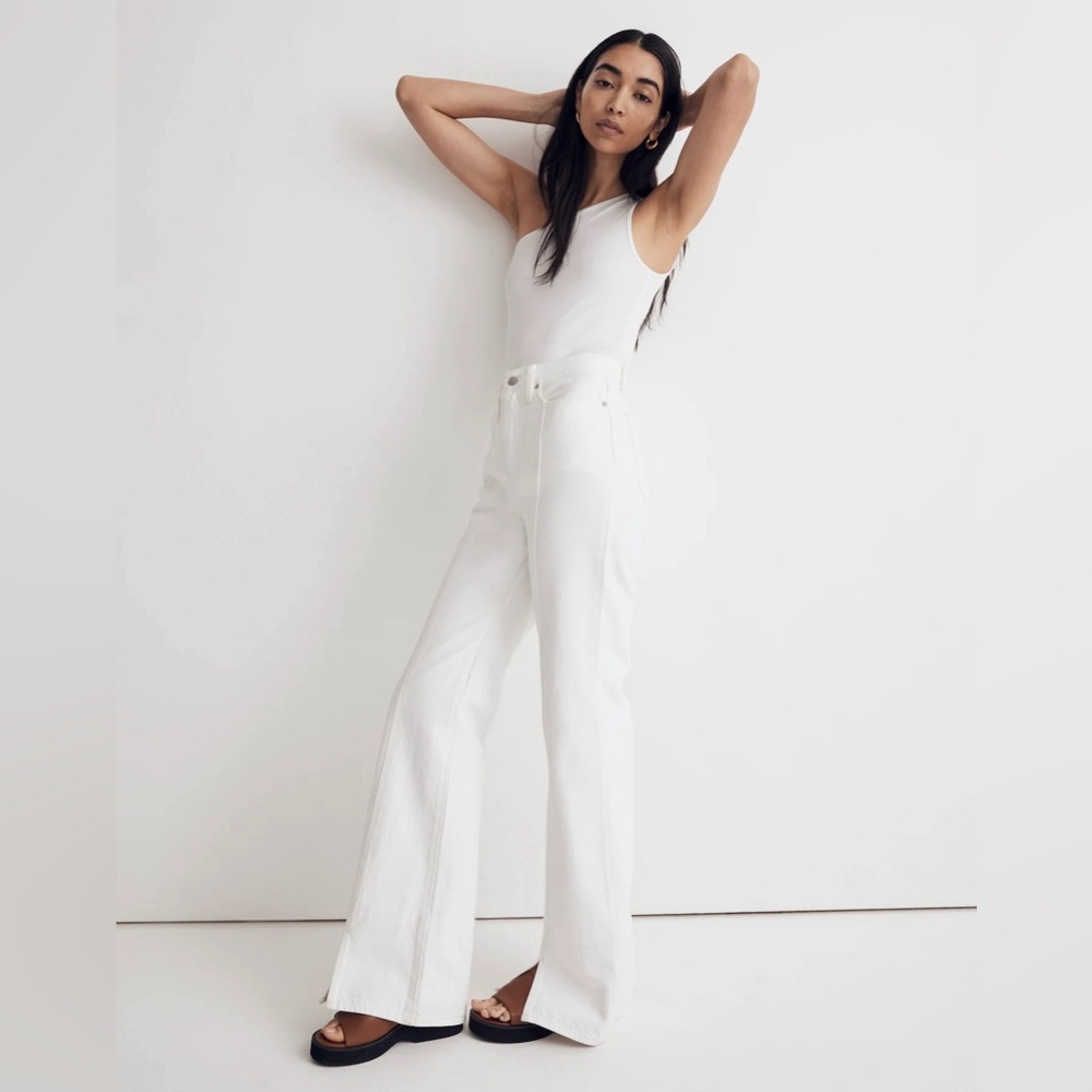 NWT Madewell White Baggy Flare Front Slit Jeans | Size 28 - Picture 3 of 16